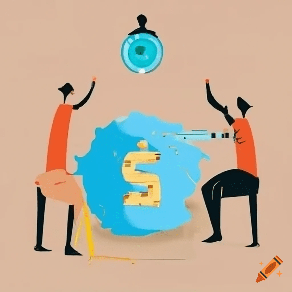 Imagen con Planeta y simbolo de dolar, personas sacando dinero